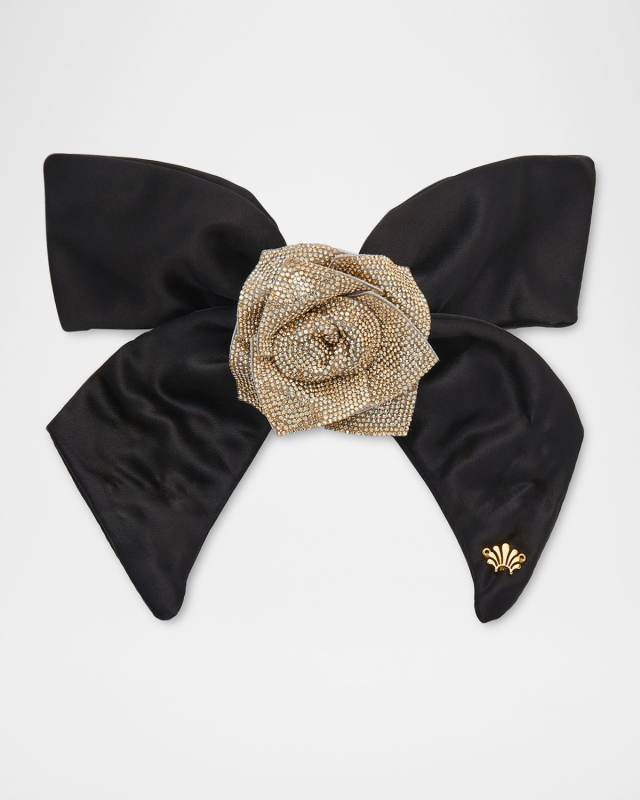 Crystal Pave Rose Bow Barrette
